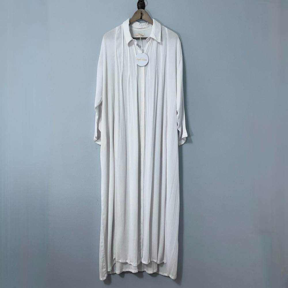 Myrah Penaloza Dress White Bamboo Gauze Oversized Laganlook Pockets One Size